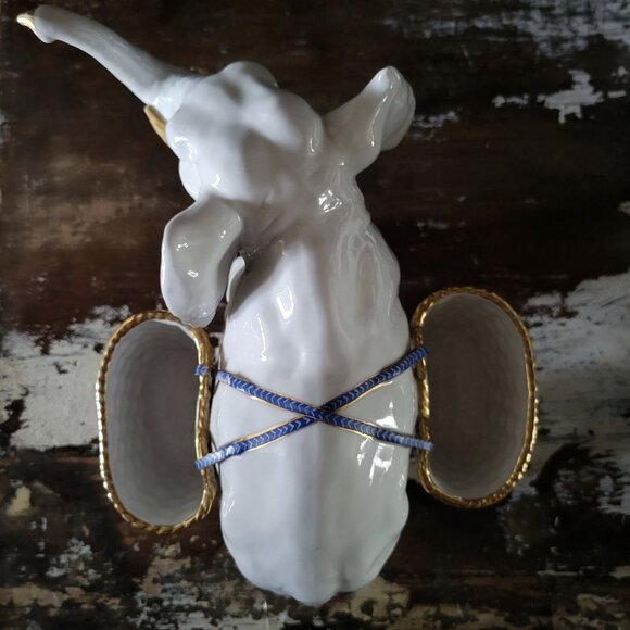 Von Schierholz Germany Porcelain Elephant Figurine Vase W/ Baskets, Centerpiece - Picture 6 of 11